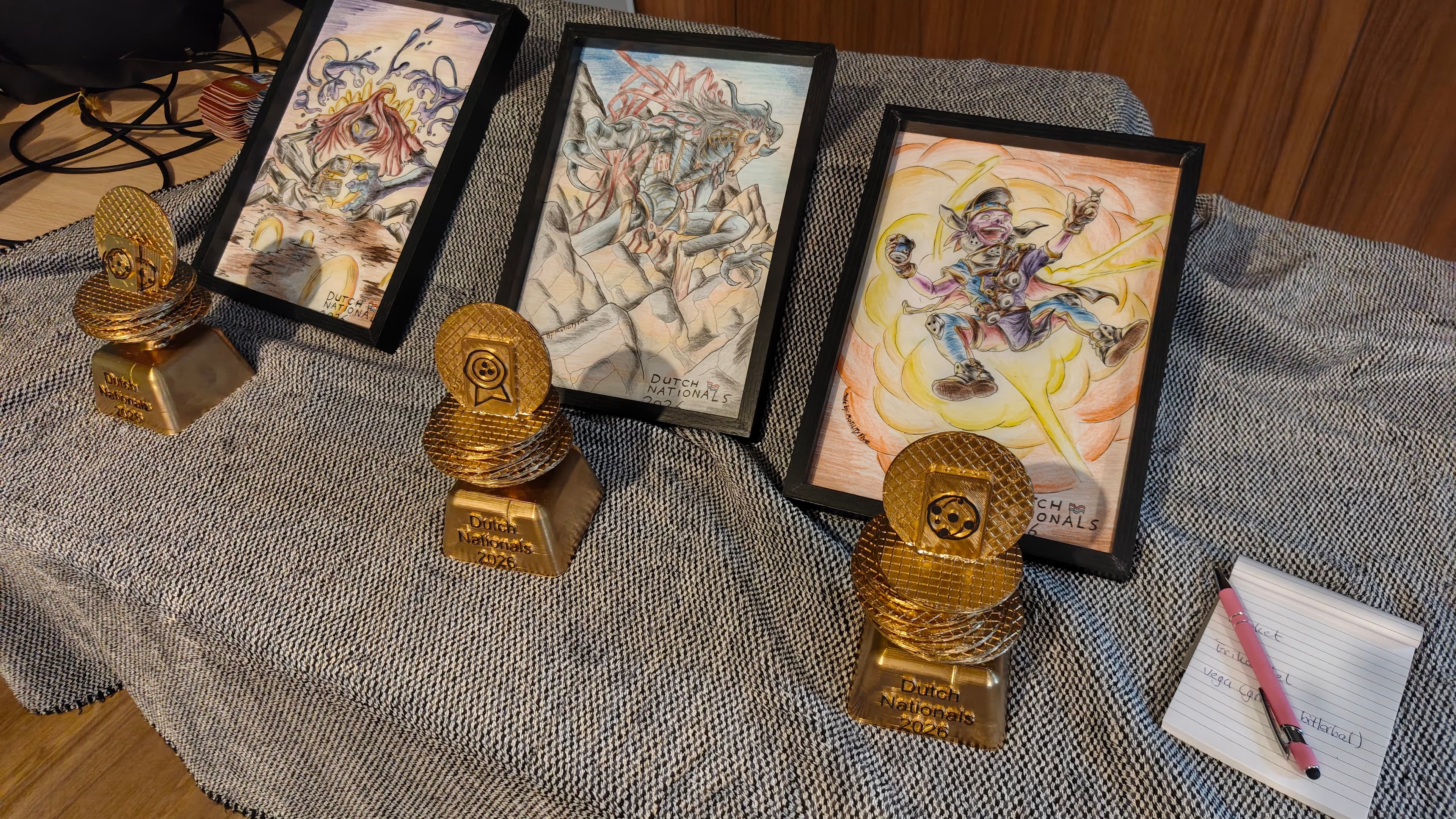 National championship custom playmats, deck boxes, and trophies