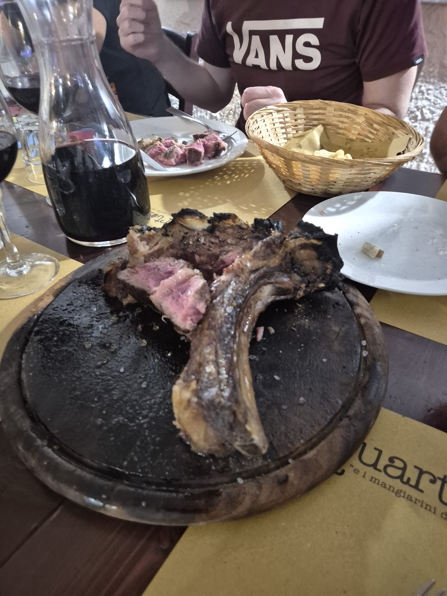 Authentic Bistecca alla Fiorentina served during dinner